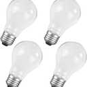100 Watt Incandescent Light Bulbs, A19 100W Incandescent Bulb Shatter Resistant Rough Service Light Bulb (4 Pack)