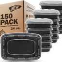 Freshware Meal Prep Containers [150 Pack] 1 Compartment with Lids, Food Storage Containers, Bento Box, BPA Free, Stackable, Microwave/Dishwasher/Freezer Safe (24 oz)