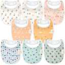 8-Pack Organic Baby Bibs for Boys, Girls - Soft Cotton Drooling and Teething Bibs for Baby Girl & Boy, Extra Absorbent, Easy to Clean & Put On for Toddler, Newborn, Infant 0-24 Months (Beach Day)