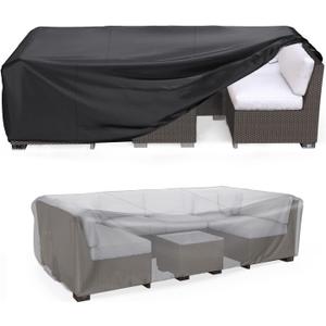 Patio Furniture Set Cover Waterproof, Mrrihand Outdoor Sectional Sofa Set Cover Heavy Duty 600D Table and Chair Set Cover 137.7" L 86" W 28" H