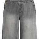 CIDER Womens Plus Size Denim Overall Bib Wide Leg Adjustable Strap Jean Jumpsuits with Pockets (Gray), 3XL