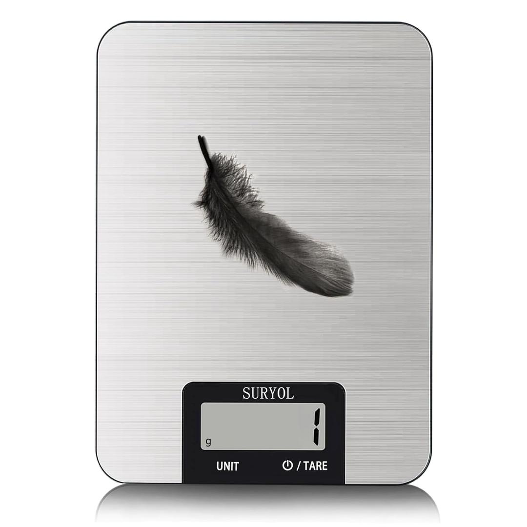 Food Kitchen Scale High-Precision Digital Scale Accurate Weighing for Baking & Cooking Enthusiasts(Shiny Black)