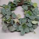 22" Eucalyptus Wreath, Year Round Wreaths for Front Door, Spring Summer Wreath with Green Faux Eucalyptus, All Seasons Evergreen Decor for Inside Farmhouse Festival Celebration Party