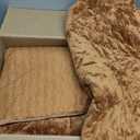 LEAONME Velvet Quilt California King Size 118''x106'', Lightweight Caramel Velvet Comforter Set with 2 Matching Shams, Soft Cross Stitch Bedspread Coverlet, Oversized King Bedding Set for All Season