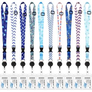 Hotop 10 Count Bright Style Cartoon Polyester Carnival Cruise Lanyards with ID Holder, Adjustable Length, Detachable Badge Holder Clip for Cruise Ships Accessories