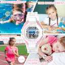 Kids Digital Watch for Boys Girls, Waterproof LED Colorful Lights Sports Watch Suitable for 5-17 Years Old Teenagers (with Gift Box) (B-white/pink)