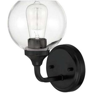 Craftmade 56201-FB Glenda Clear Glass Globe Sphere Wall Sconce, 1-Light 60 Watt, 10"H x 6"W, Flat Black
