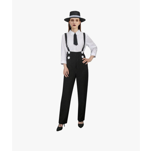 1920s Gangster Gatsby Costume Outfit for Adult Women Girls Mobster Mafia Roaring 20s Halloween Cosplay Pinstripe Suit XXL