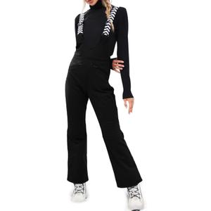 Fisoew Women Snow Bib Overalls Insulated Waterproof Windproof Ski Bibs Pants Breathable Snowsuit (Small, Black)