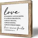 Christian Wood Decor, Master Bedroom Decor, Marriage Gift, Wedding Gift for Couple Wooden Plaques Box Signs 9.8* 9.8, Family Room Decoration, Bible Verse 1 Corinthians 13:7-8 Signs, Love is Patient Signs