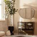40 x 26.5 Matt Black Asymmetrical Mirror Irregular Black Mirror Accent Metal Framed Mirror for Bathroom Vanity, Entryway or Living Room (40"L x 26.5"W)