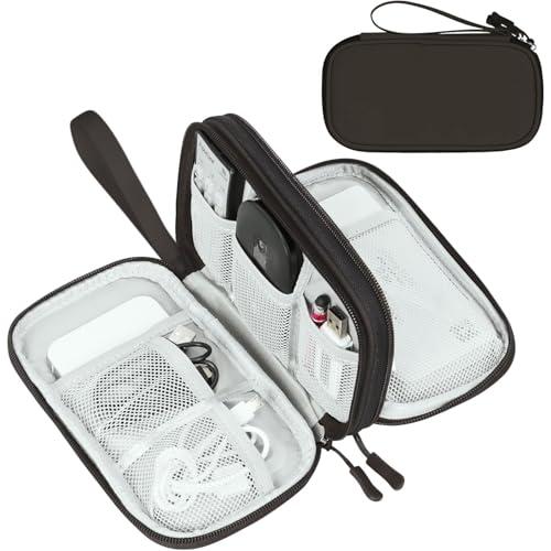 FYY Electronic Organizer, Travel Cable Organizer Bag Pouch Electronic Accessories Carry Case Portable Waterproof Double Layers All-in-One Storage Bag for Cable, Cord, Charger, Phone, Earphone Coffee
