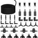 26.6 Feet Black Aquarium Soft Airline Tubing Hose Standard with 4 Air Stones,4 air Value Controller,4 Check Valves, 6 Suction Cups and 16 in Total for I,L,T,Y Shape Connectors