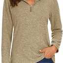 TACVASEN Women's Quarter Zip Pullover Sweatshirt Fleece Casual Long Sleeve Spring Fall Running Workout Tops, Size XL