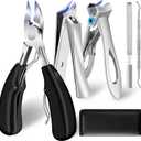 Toenail Clippers for Thick Toenails/Seniors - Heavy Duty Angled Head Nail Clippers for Men, Large Wide Jaw Ingrown Toenail Clippers, Long Handle Sharp (5pcs)