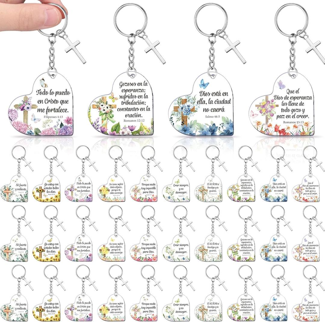 Sureio Christian Keychain Gift Bulk Religious Cross Bible Verse Acrylic Keychain Back To School Gift for Students VBS Church