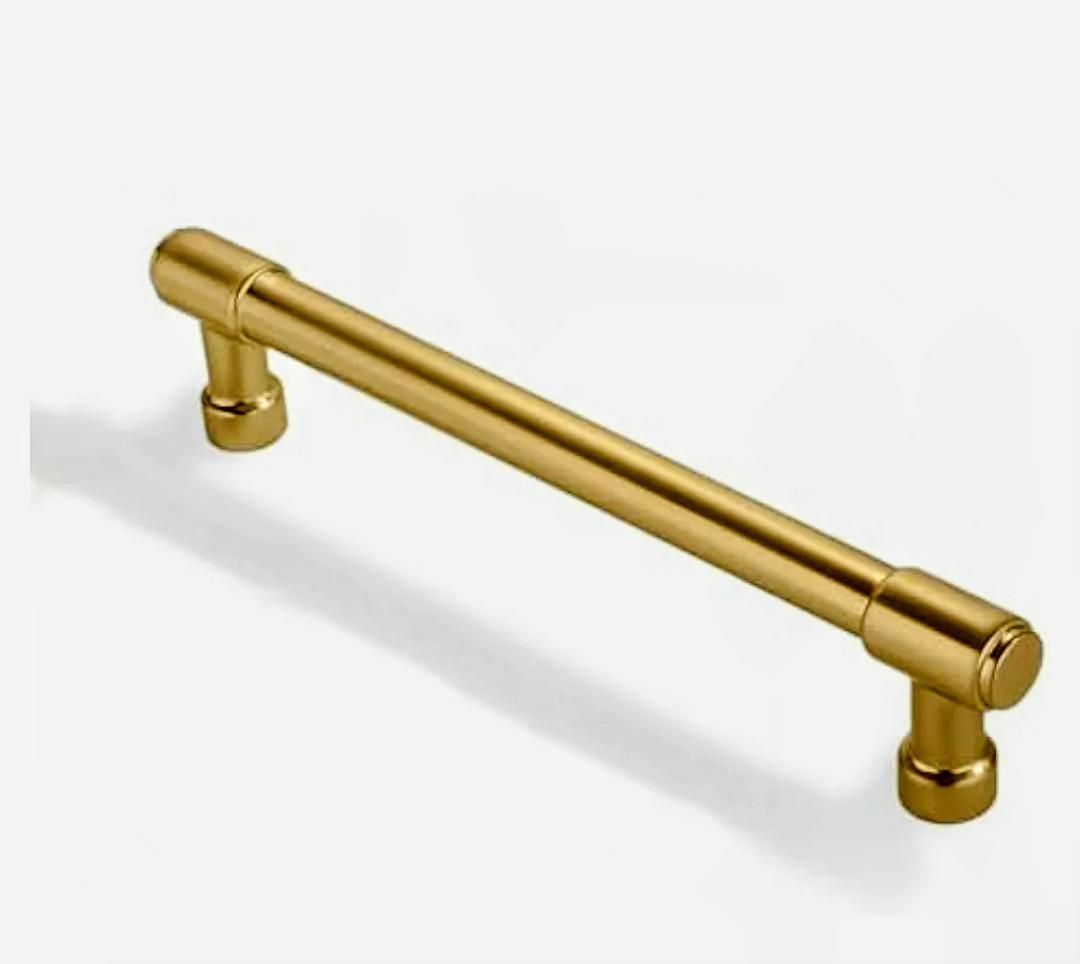 Solid Heavy Duty Jasper Cabinet Pulls 6 Pack Brushed Gold 5 Inch Hole Centers for Kitchen Cupboard Handles and Modern Drawer Pulls Brushed Brass Finish