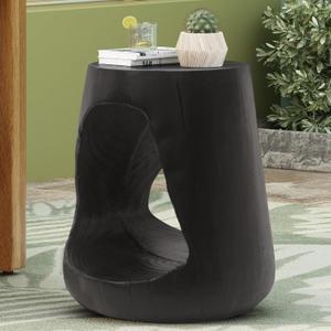Merax Hollow MGO Accent Side Table, Unique Modern End Table with Wide Pedestal & Tabletop, Small Drink Tables for Living Room, Bedroom Night Stand Bedside Table, No Assembly Required, Black