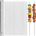 100 Pack 15.2" Kabob Skewers, Metal Skewers for Grilling, Stick BBQ Barbecue Skewer, Reusable Grilling Skewers Set with Portable Storage Tube for Commercial and Home Use