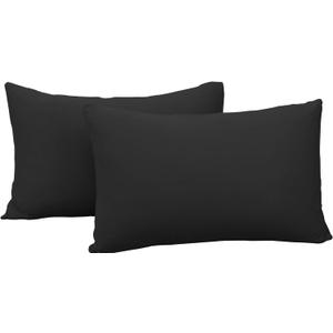 2-Pack Stretch Pillow Cases - Jersey Knit & Ultra Soft Envelope Closure Pillowcases T-Shirt Like Microfiber Blend - Suitable for Queen or Standard Size Set of 2, Black