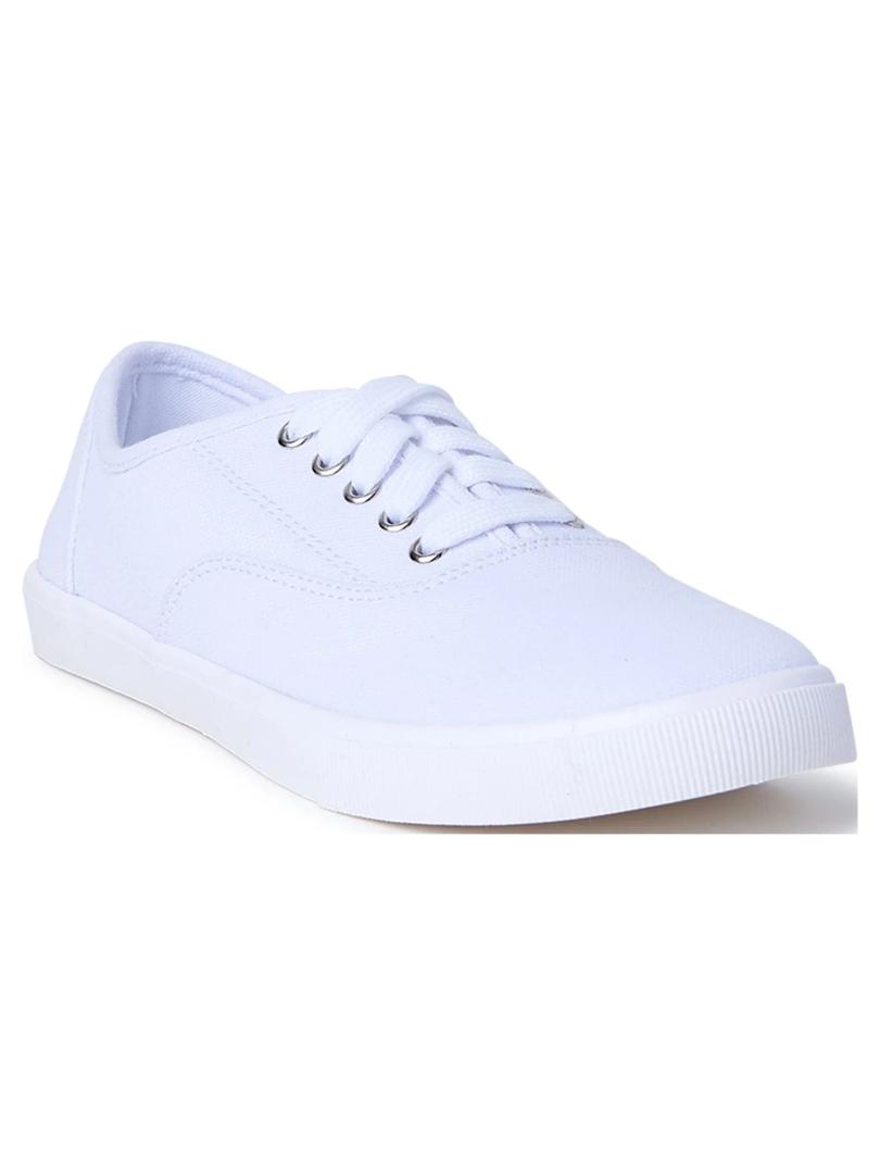 Time and Tru Women's Casual Lace up Sneakers
 (10 Wide, White)