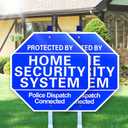 2PCS-Home Security Signs for Yard,Protected By Home Security System Signs for Yard - 10"x 28"Police Dispatch Connected Warning Sign with Ground Stake - 100% Aluminum Composite-UVProtected