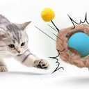 Interactive Cat Toy Ball for Indoor Cats, 2025 New Fast Self Rolling Ball Cat Toy on Carpet, Smart Interactive Automatic Cat Toy Ball for Gifts for Indoor Cats, Moving Cat Toy Ball-Plush Style(Blue)