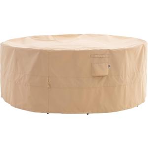 Round Patio Furniture Cover, 62" D x 31" H, Waterproof, UV Resistant, Anti-Fading Outdoor Cover for Round Dining Table and Chairs Set, Beige