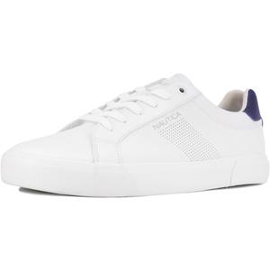 Nautica Men's Classic Lace-Up Low Top Fashion Sneaker Loafer - Stylish and Comfortable Casual Shoe (10, White Navy-Colpa X)