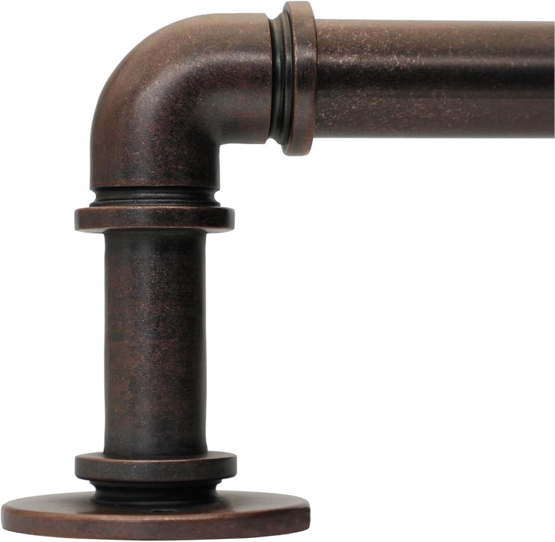 Bronze Curtain Rods 18 to 144 Inch, Industrial Curtain Rods,Adjustable Length,1 in Diameter Pipe,Wall or Ceiling Mounted,for Bedroom and Living Room(Antique Red Bronze 18 to 144)