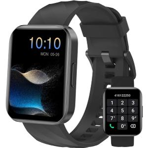 Dakofied Smart Watch (Answer/Make Calls), 1.85" Smart Watches for Women Men Digital Watch Fitness Tracker with 100+ Sport Modes Heart Rate Monitor for iOS Android Phones Waterproof (Black)