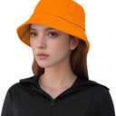 Bucket Hat for Woman Men Travel Fishing Beach Sun Hat Outdoor Cap Black Summer Boonie Unisex Packable Trendy Fisherman (One Size, Orange)