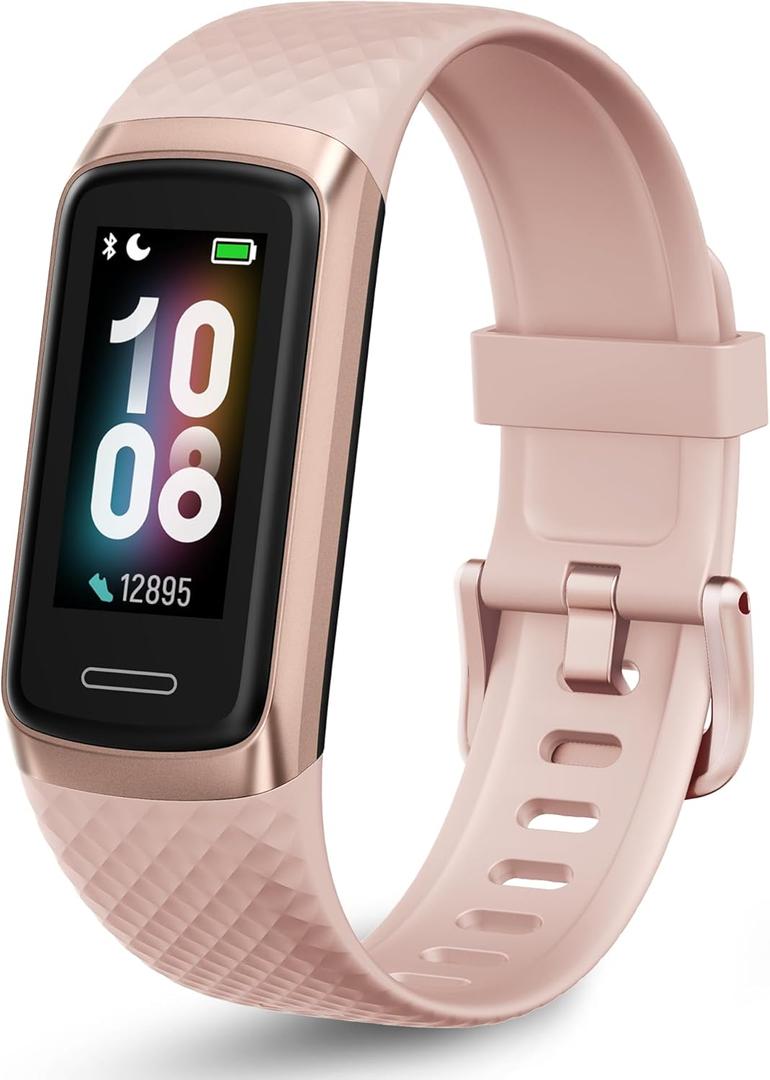 OCTANDRA Active 2 VeryFit Fitness Tracker Heart Rate SpO2 Blood Oxygen Saturation Sleep Monitor 1.05" Screen Activity Step Counter Pedometer IP68 Waterproof Smart Watches for Men Women (ID155) (Pink)