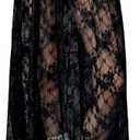 Verdusa Women's See Through Lace Skirts Elastic High Waist Sheer A Line Long Skirt (Medium, Black)