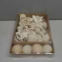 38Pcs Velvet Christmas Ornaments Set, Cream White Flocked Christmas Ornaments for Xmas Tree Decorations Shatterproof Plastic Hanging Balls Assorted Indoor Home Party Holiday Wedding Decor