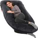 Pregnancy Pillows for Sleeping, U Shaped Full Body Maternity Pillow for Pregnant Women with Removable Bean Velvet Cover, Support for Back, HIPS, Legs, Belly, 57 Inch, Black