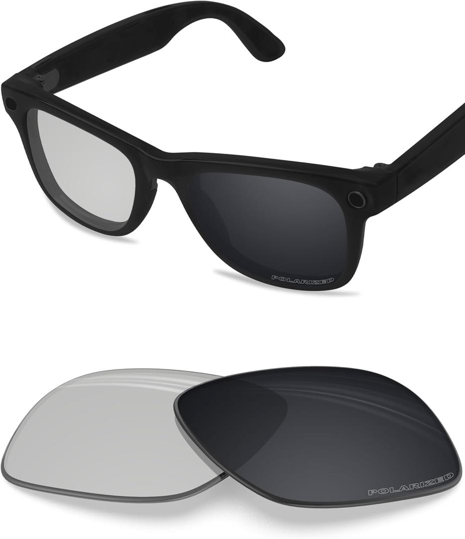 BLAZERBUCK Photochromic Replacement Lenses Compatible with Ray-Ban Meta Wayfarer RW4006 | RW4012 (Gen 2) 50mm Smart Glasses (Grey Photochromic Polarized - Polarized)