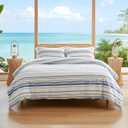 Southshore Fine Living, Inc. 3-Piece Oversized King Comforter Set, Down Alternative Blue and White Comforter with Matching Shams, Striped Bedspread for California/King Beds, Coastal Stripes Blue