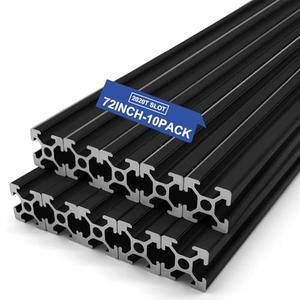 Seekliny 10PCS T Slot 2020 Aluminum Extrusion European Standard 72 inch(6ft) Length Anodized Extruded Aluminum Black for CNC DIY 3D Printer and Industrial Bracket Making