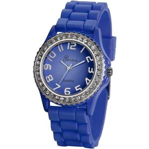 Avaner Women's Silicone Rhinestones Watches Analog Quartz Silicone Strap Bling Wristwatch