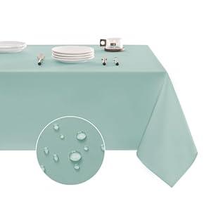 Veblandy Tablecloth Rectangle Waterproof Spill-Proof Wrinkle-Free Table Cloth Washable, Kitchen Dining Tabletop Decoration, Fabric Table Cover for Indoor and Outdoor Use, 54 x 78 Inch, Turquoise