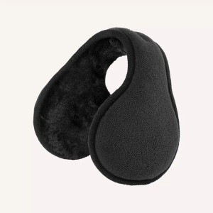 VEKDA Ear Muffs for Men Winter Warmers Foldable Men's Earmuffs Adjustable Suede Ear Covers for Cold Weather Black