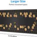 Honeycomb Bee Gaming Mouse Pad Extended Large Mouse Mat 31.5 X 11.8 Inch Nonslip Rubber Base Long Desk Pad Stitched Edges Mousepad Mice Pad for Office Home Game