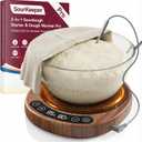 Pakusane SourKeeper, Larger 2-in-1 Sourdough Starter Warmer Pro - 2026 Upgrade Larger Heating Plate, Dough Temp Probe, 1F Control (70110F), 24H Timer, Real-Time Monitoring Walnut,6.5inch