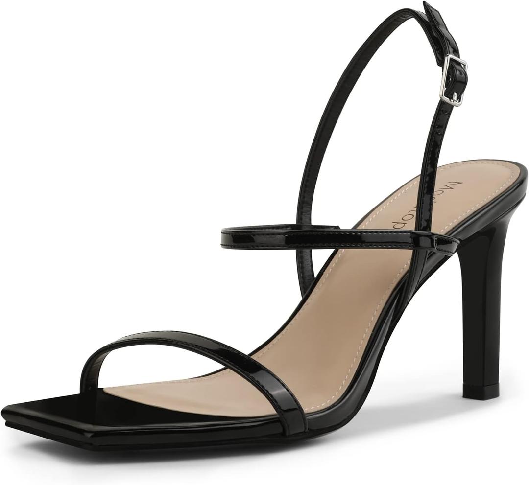 Modatope Womens Sandals Open Toe Strappy Sandals Ankle Strap High Heel Sandals for Women (7) Black