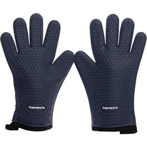 KITCHEN PERFECTION Silicone Smoker Oven Gloves - Extreme Heat Resistant BBQ Gloves - Handle Hot Food Right on Your Smoker Grill Fryer Pit | Waterproof Oven Mitts | Superior Value Set + 3 Bonuses