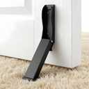 Foldable Kickdown Door Stopper Heavy Duty Tall Door Stop Kick Down Holder for Bottom of Door, Wall Protector for Gaps Under 10cm, No Bending Operation, Black (1 Pack)