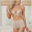 GAI YI 4Pack Women's High Waisted Underwear Moderate Tummy Control Shapewear Panties Stretch Lace Briefs for Women 2Black+2Skin 2XL