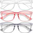 Blue Light Glasses for Woman Men | 99% Blue Light Blocking Glasses for Computer Gaming TV Phone Screen Square Frame | Anti Eyestrain & UV Glare Protection - 5 Pair