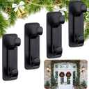 4 Pcs Wreath Hanger Christmas Holder for Front Door, 5 lb Adhesive Wall Hooks Door Hanger Stick on Christmas Stocking Holder Welcome Decoration Sign (Black)